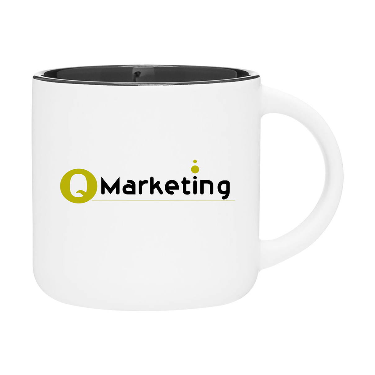 14 oz Minolo Mug — White Exterior — Black
