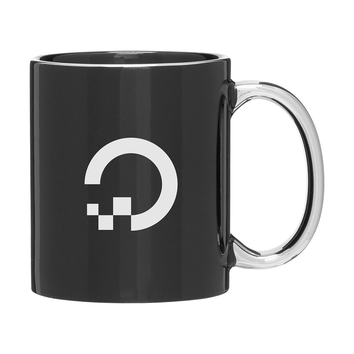 11 oz C-Handle Metallic Mug — Black/Platinum