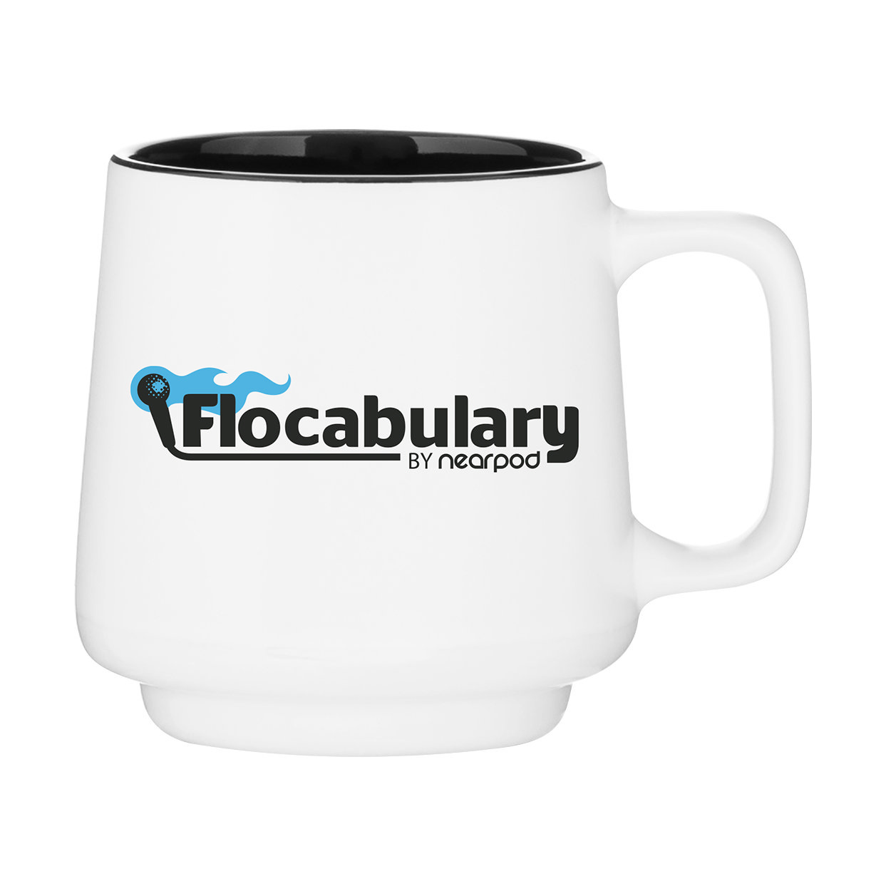 12 oz Windsor Mug — White Exterior — Black