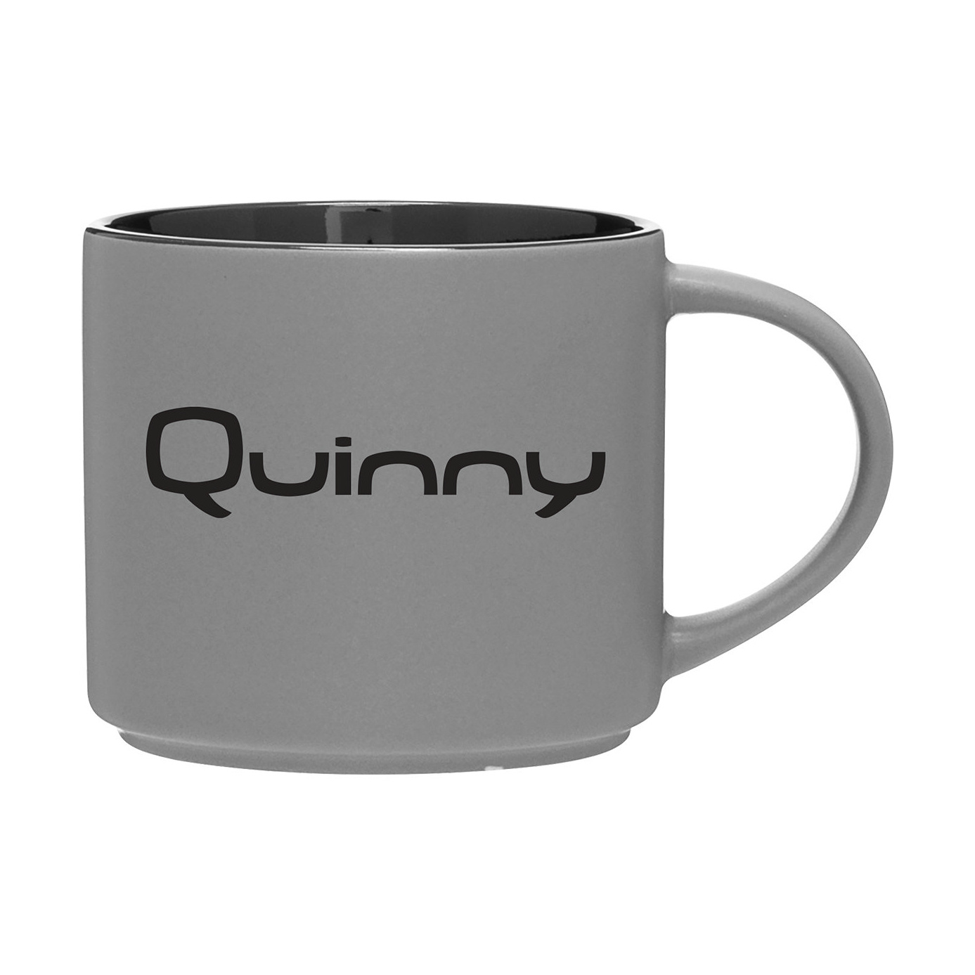 16 oz Monaco Mug — Gray Exterior — Black