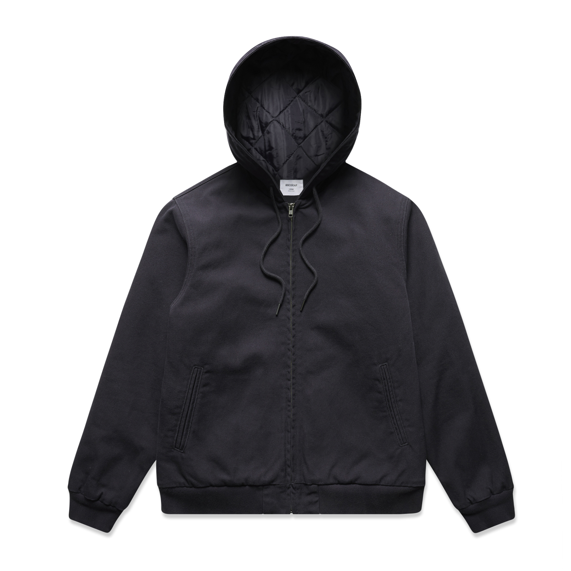 AS Colour Canvas Bomber Hood Jacket 5532 in Ink Blue, front view