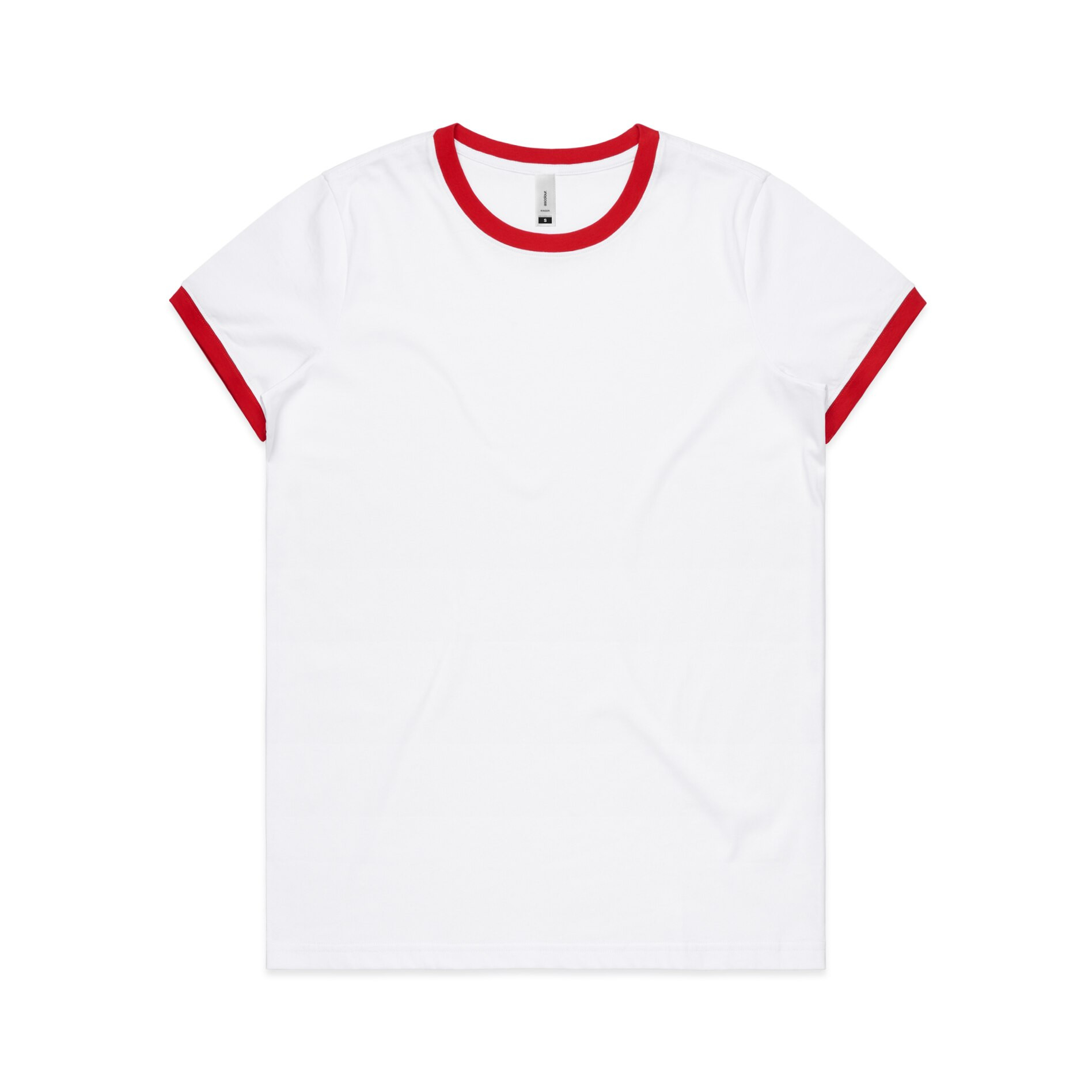 AS Colour Wo's Maple Ringer Tee 4053 in White/Red, front view