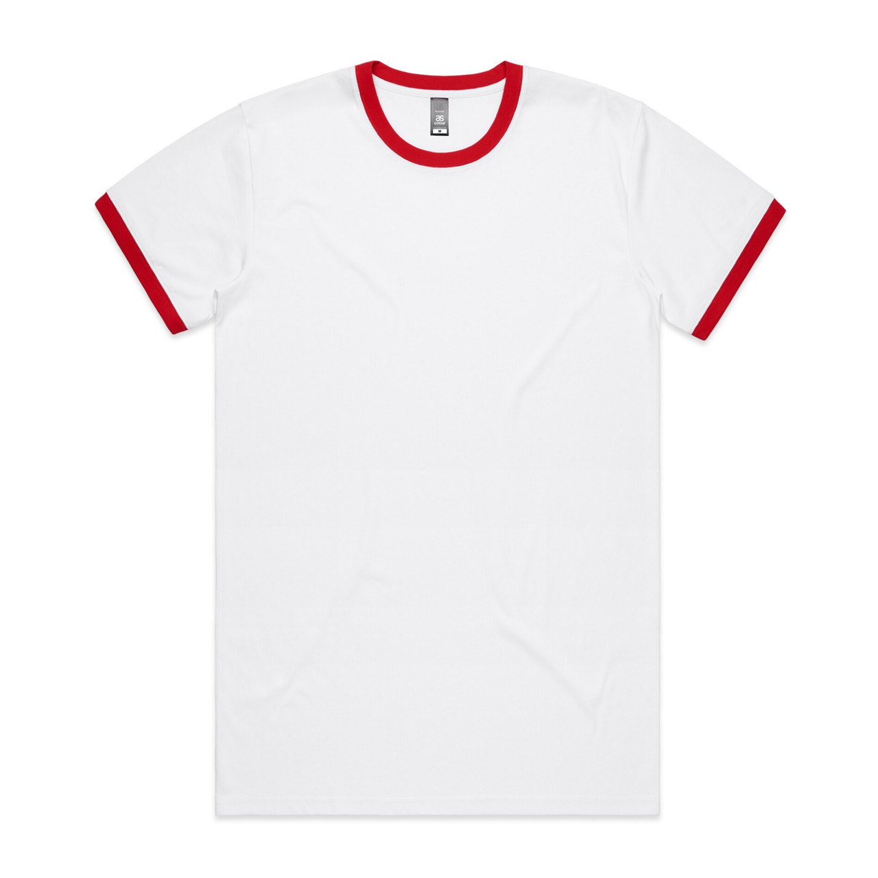 AS Colour Staple Ringer Tee | 5053 in White/Red, front view
