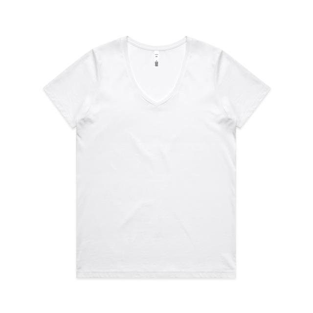 AS Colour Wo's Maple V Neck Tee 4023 in White, front view