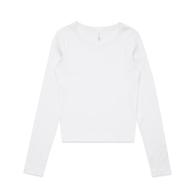 AS Colour Wo's Organic Rib L/S Tee 4096 in White, front view
