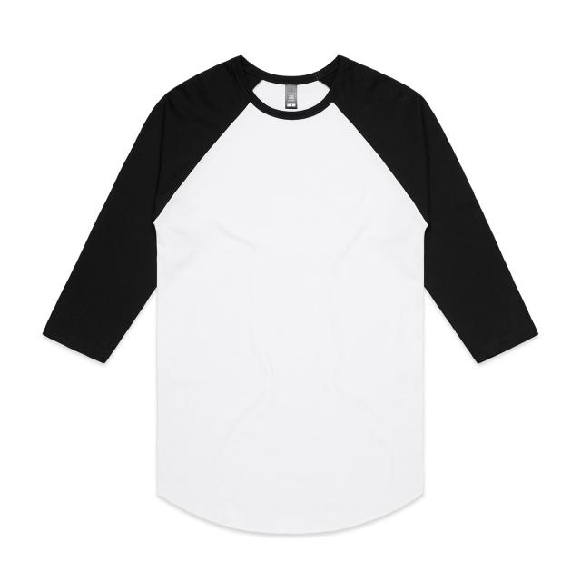 AS Colour Raglan Tee | 5012 in White/Black, front view