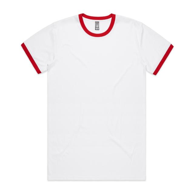 AS Colour Staple Ringer Tee | 5053 in White/Red, front view
