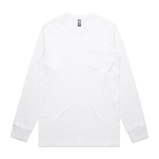 AS Colour Classic Pocket L/S Tee | 5072 in White, front view